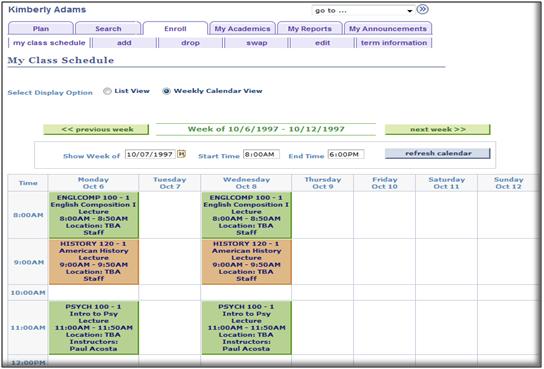 Class Schedule